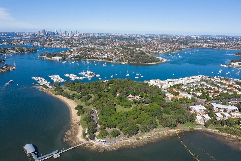 Aerial view of Cabarita Park and marina
