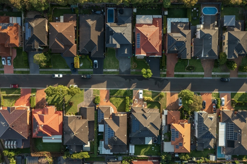 Top down view of a Sydney residential street