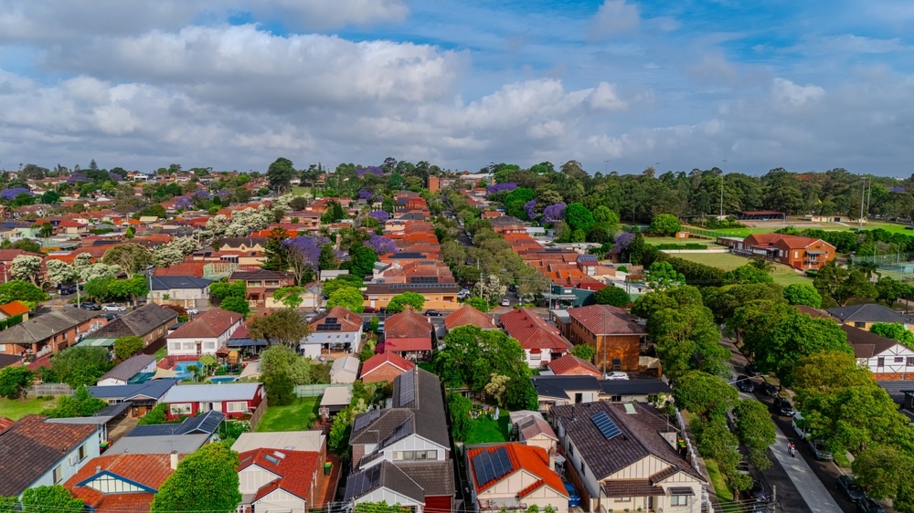Panoramic view of Western Sydney homes