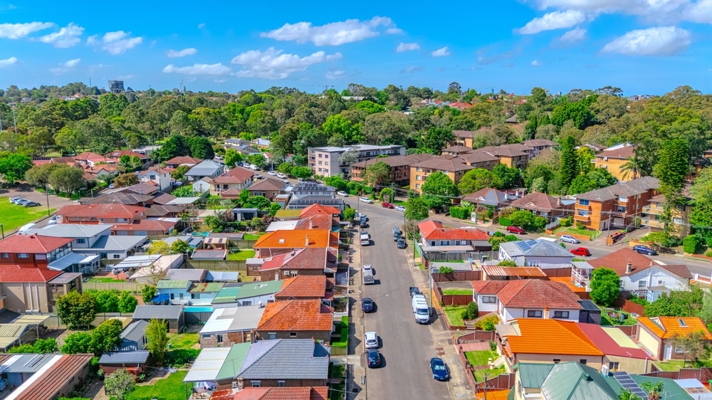 Aerial Drone view of Sydney Inner West Sydney Suburb