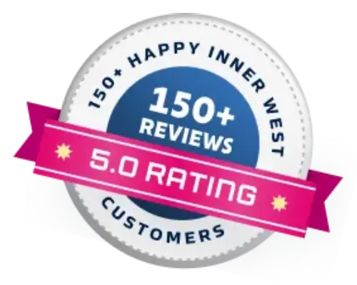 150 plus happy inner west customers - champion plumbing 5 star google reviews badge